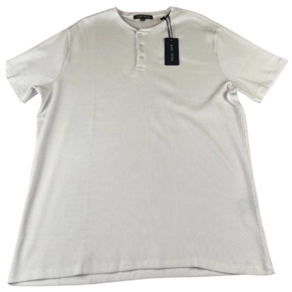 Slate & Stone knit waffle henley in white